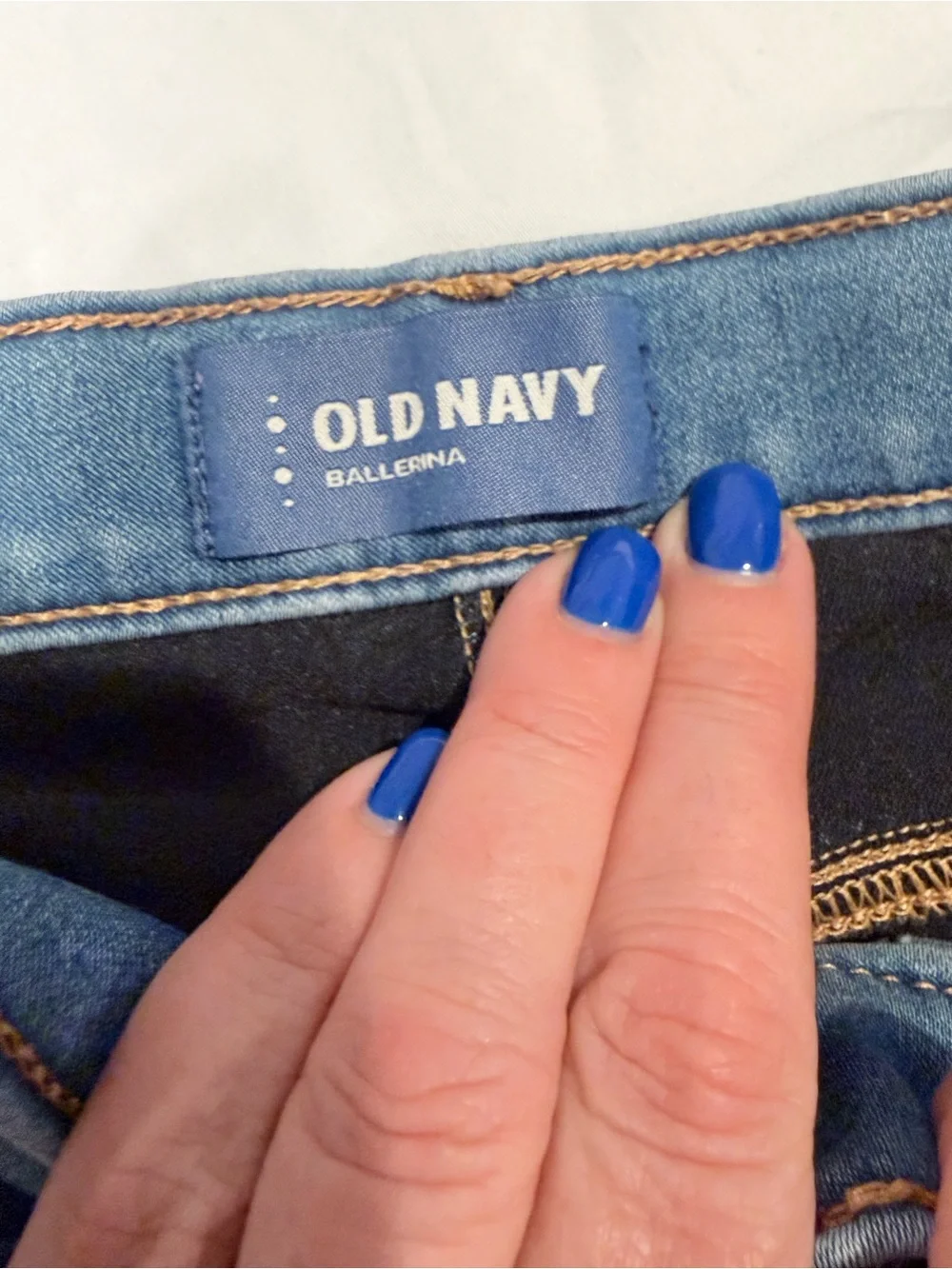 Old Navy Girls' Light Blue Wash and Burgundy Metallic-Accent Bottoms